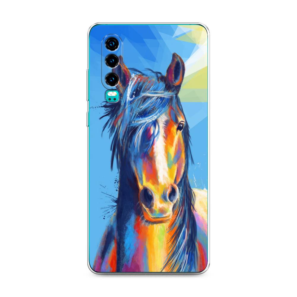 

Чехол на Huawei P30 "Лошадь арт 3", Голубой;желтый;синий, 68550-1