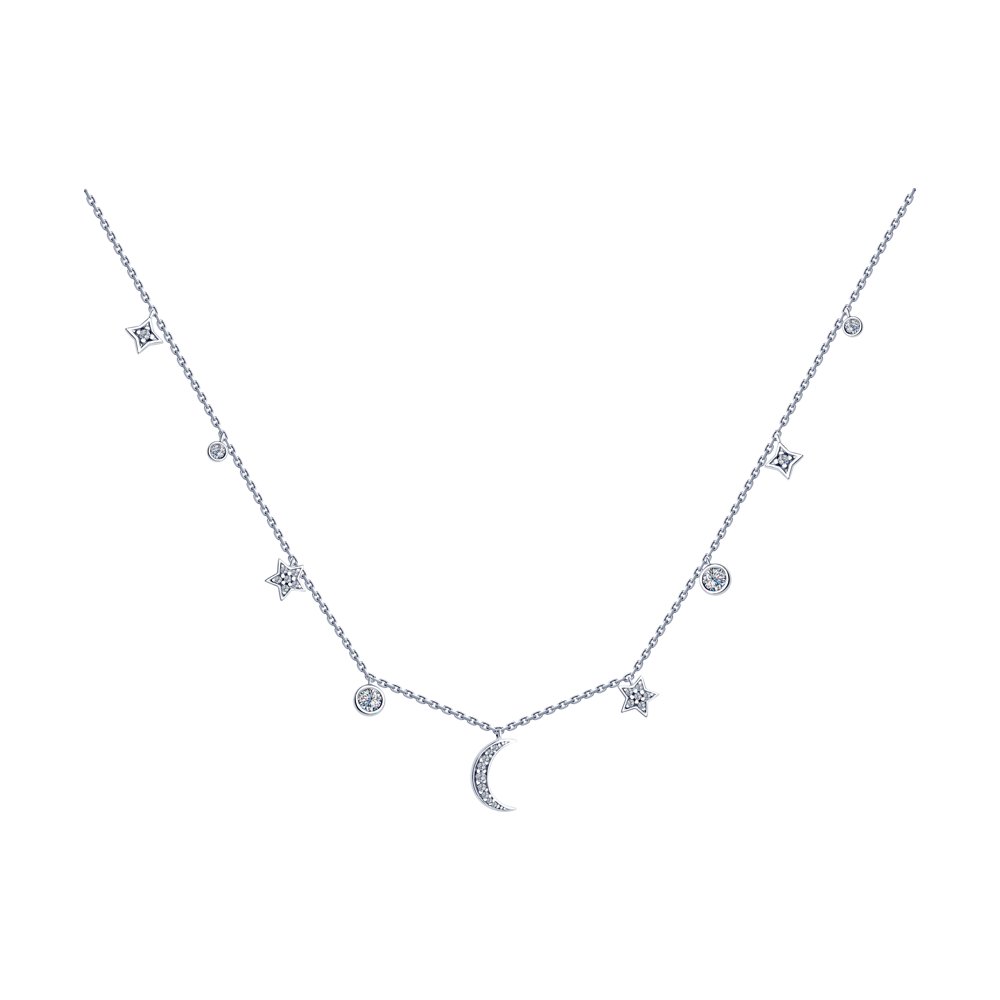 

Колье из серебра 45 см SOKOLOV 94070271, фианит, 94070271