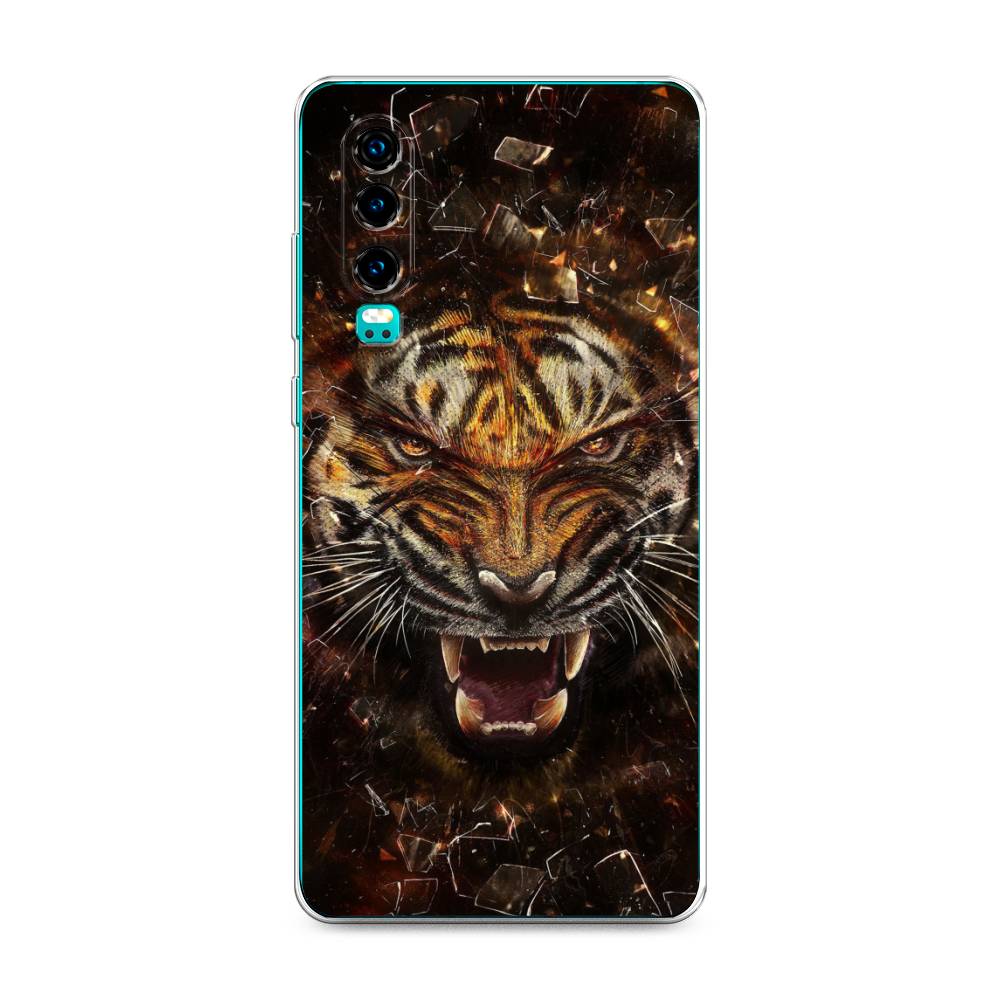 

Чехол на Huawei P30 "Тигр осколки", Оранжевый;серый;черный, 68550-1
