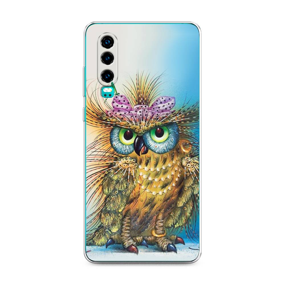 

Чехол на Huawei P30 "Модная сова", Коричневый;голубой, 68550-1