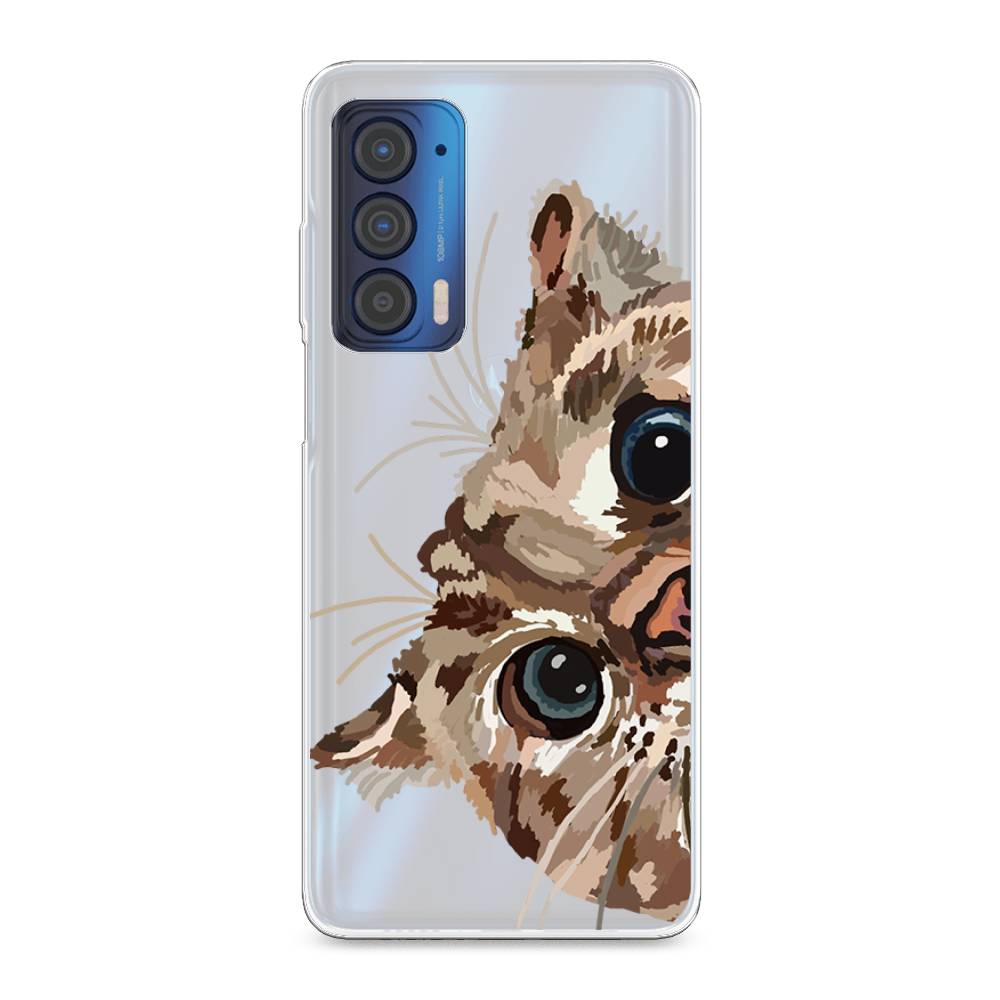 

Чехол на Motorola Edge (2021) "Любопытный кот", Коричневый;синий;черный, 242950-1