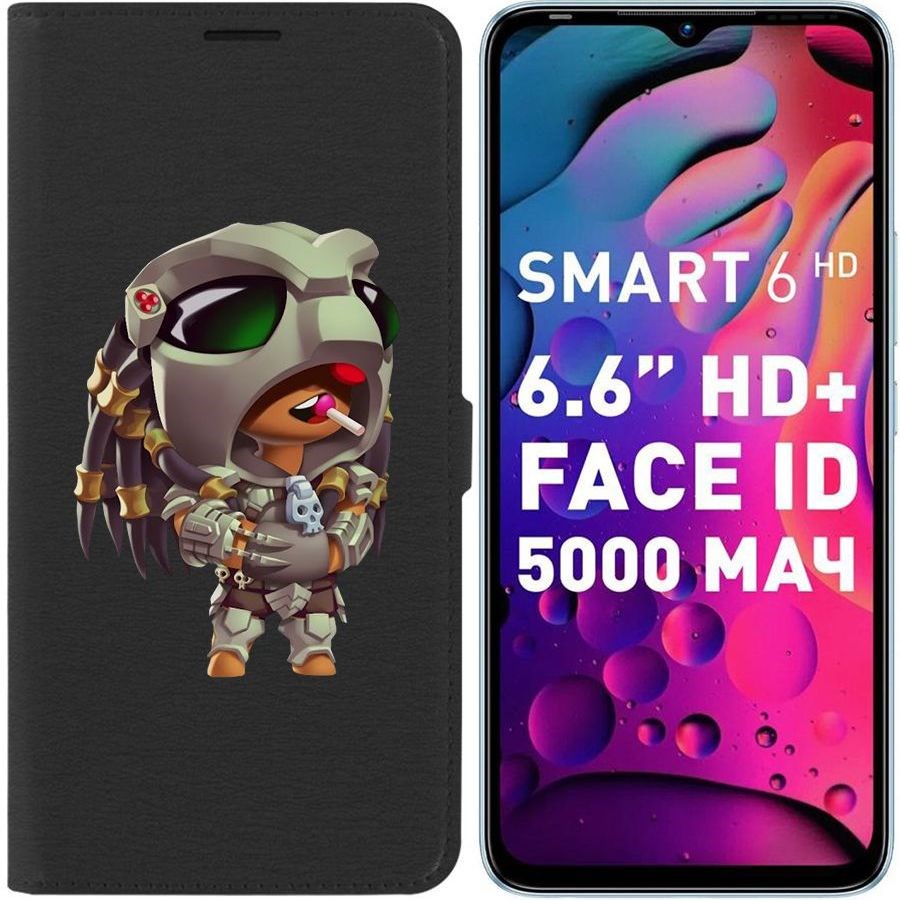 

Чехол-книжка Eco для Infinix Smart 6 Brawl Stars-Леон Хищник (черный)