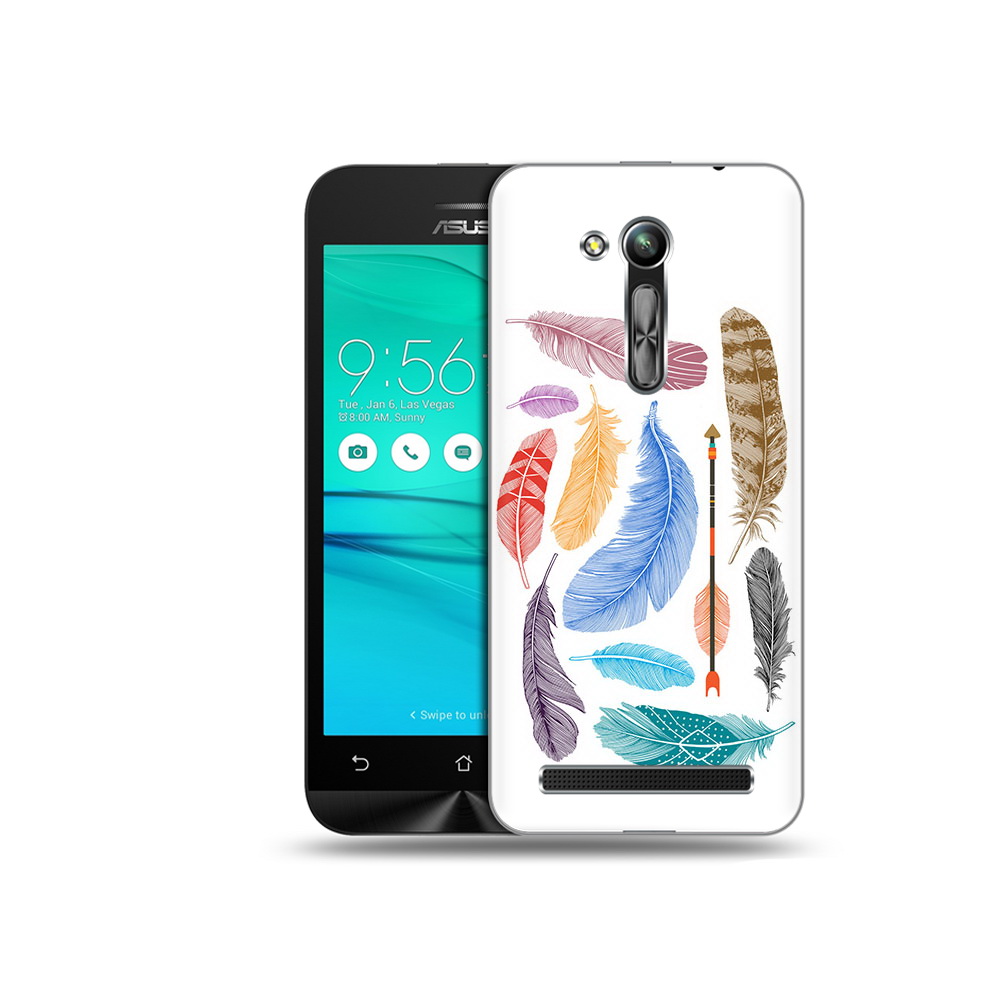 

Чехол MyPads Tocco для Asus ZenFone Go (ZB452KG) разноцветные перья, Прозрачный, Tocco