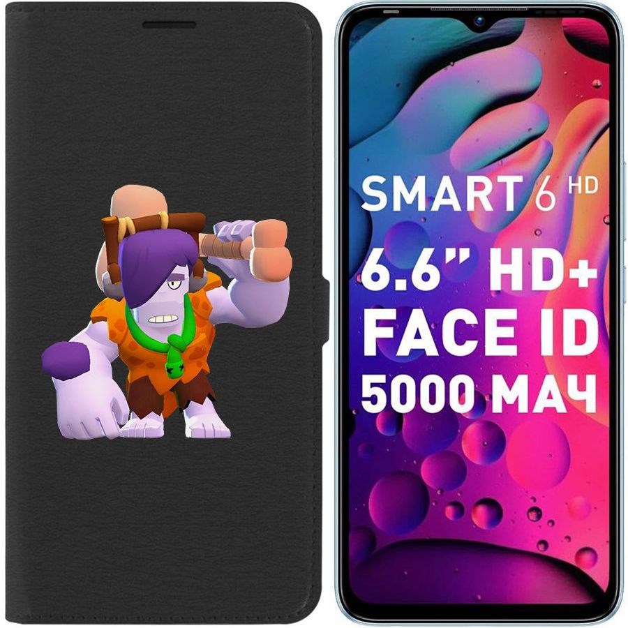 

Чехол-книжка Eco для Infinix Smart 6 Brawl Stars-Пещерный Фрэнк (черный)