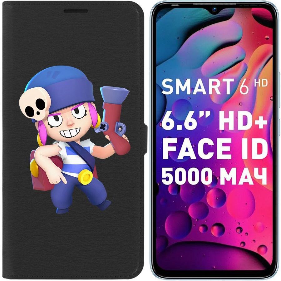 

Чехол-книжка Eco для Infinix Smart 6 Brawl Stars-Пенни (черный)