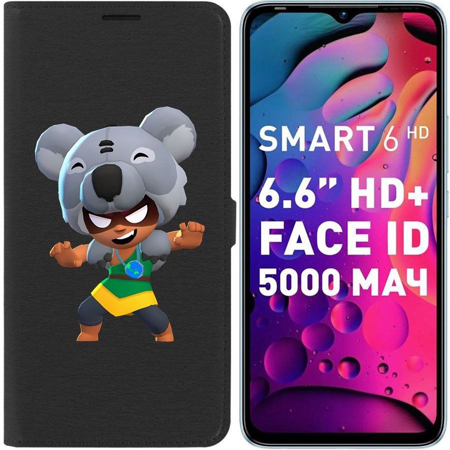 

Чехол-книжка Eco для Infinix Smart 6 Brawl Stars-Нита Коала (черный)