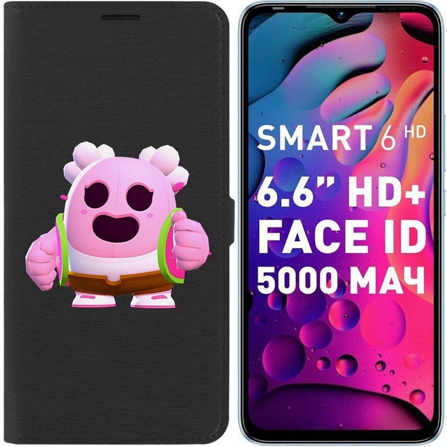 

Чехол-книжка Eco для Infinix Smart 6 Brawl Stars-Сакура Спайк (черный)