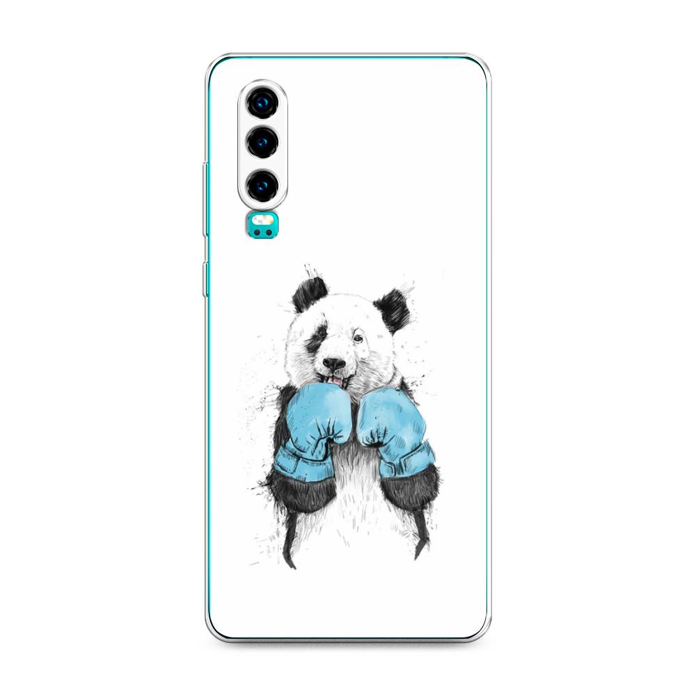 

Чехол на Huawei P30 "Панда боксер", Голубой;белый;серый, 68550-1