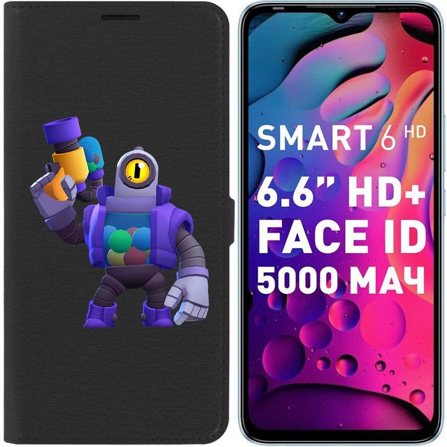 

Чехол-книжка Eco для Infinix Smart 6 Brawl Stars-Рико (черный)