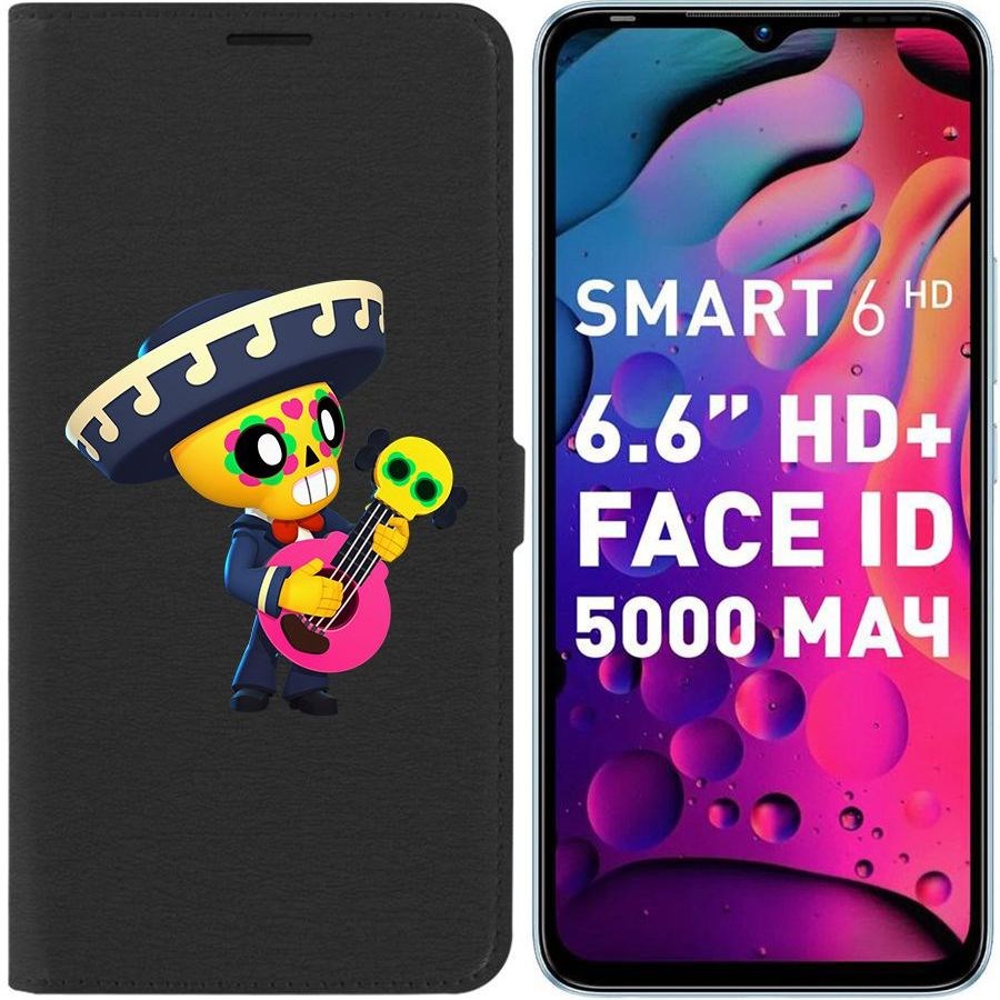 

Чехол-книжка Eco для Infinix Smart 6 Brawl Stars-Поко (черный)