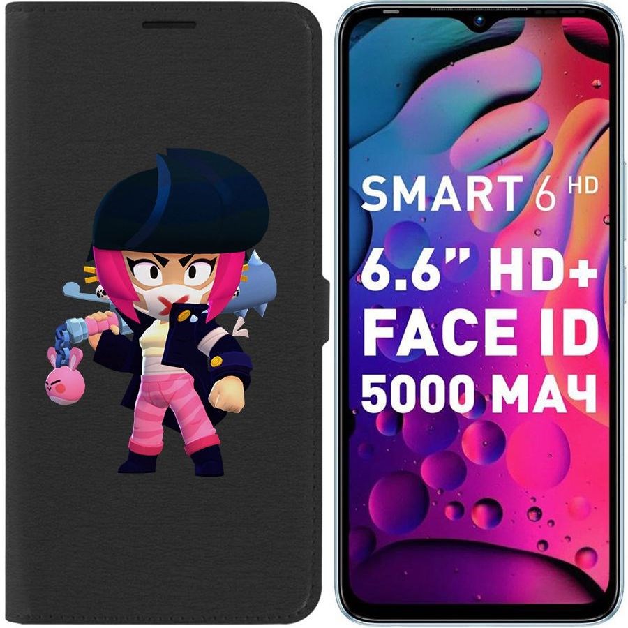 

Чехол-книжка Eco для Infinix Smart 6 Brawl Stars-Ужасная Биби (черный)