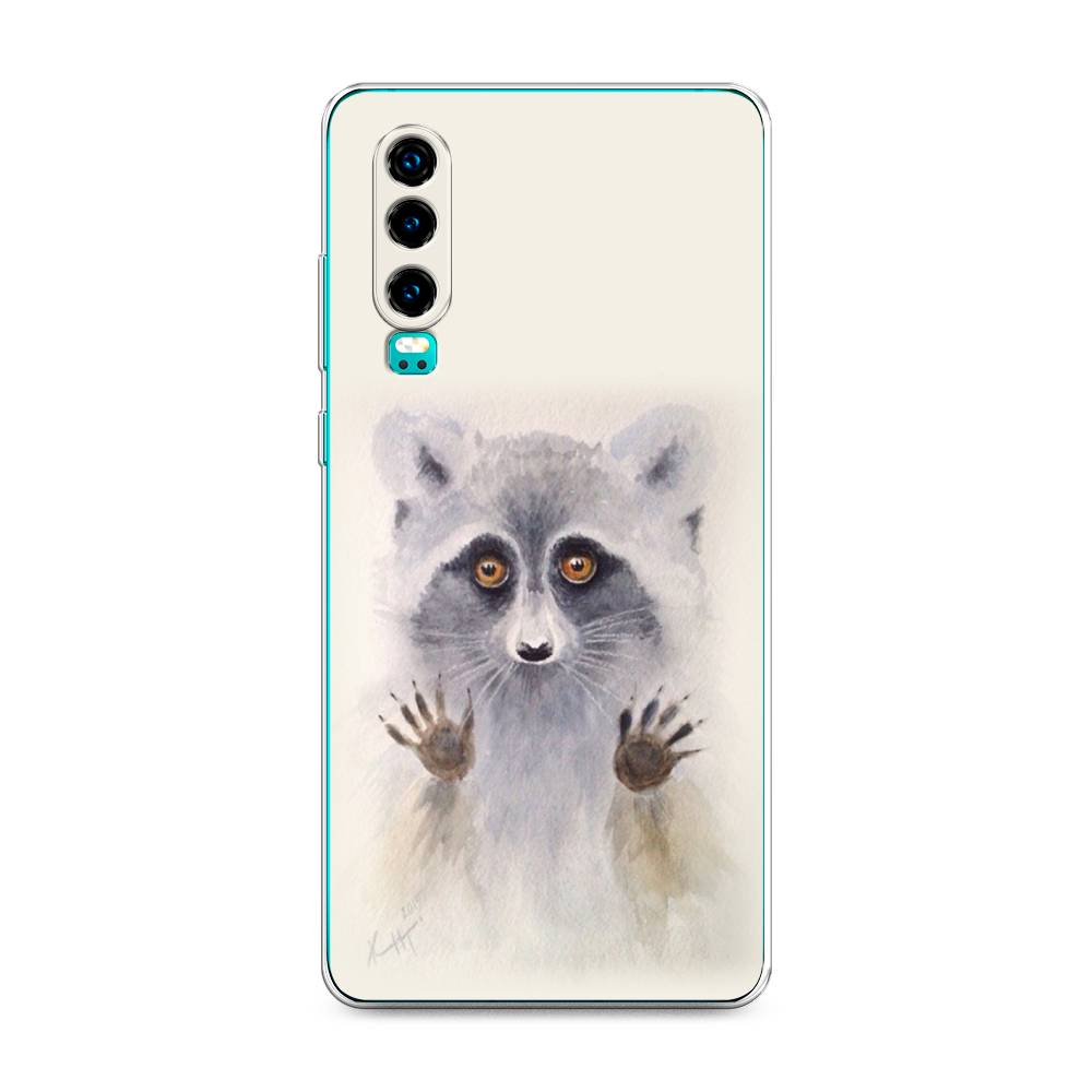 

Чехол на Huawei P30 "Енот за стеклом", Бежевый;серый, 68550-4