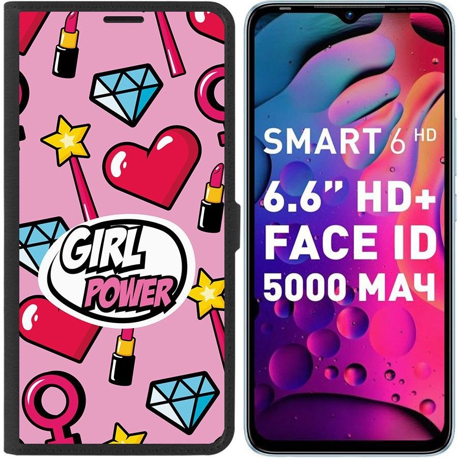 

Чехол-книжка Eco для Infinix Smart 6 Girl Power (черный)