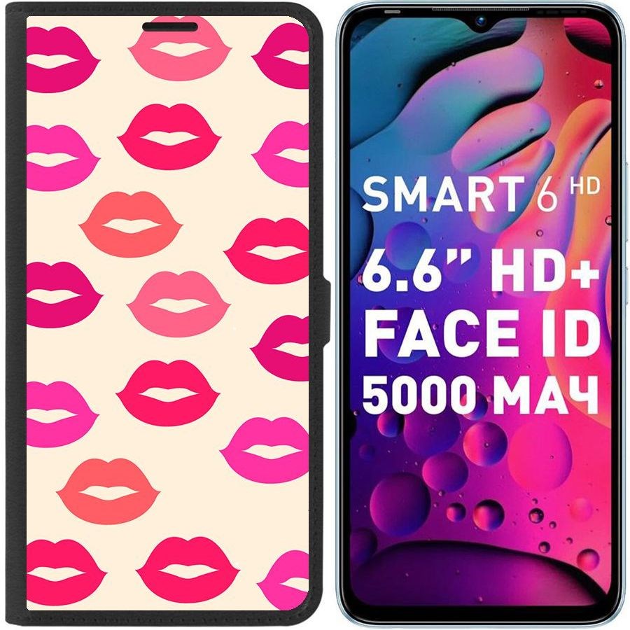 

Чехол-книжка Eco для Infinix Smart 6 Губы паттерн 1 (черный)