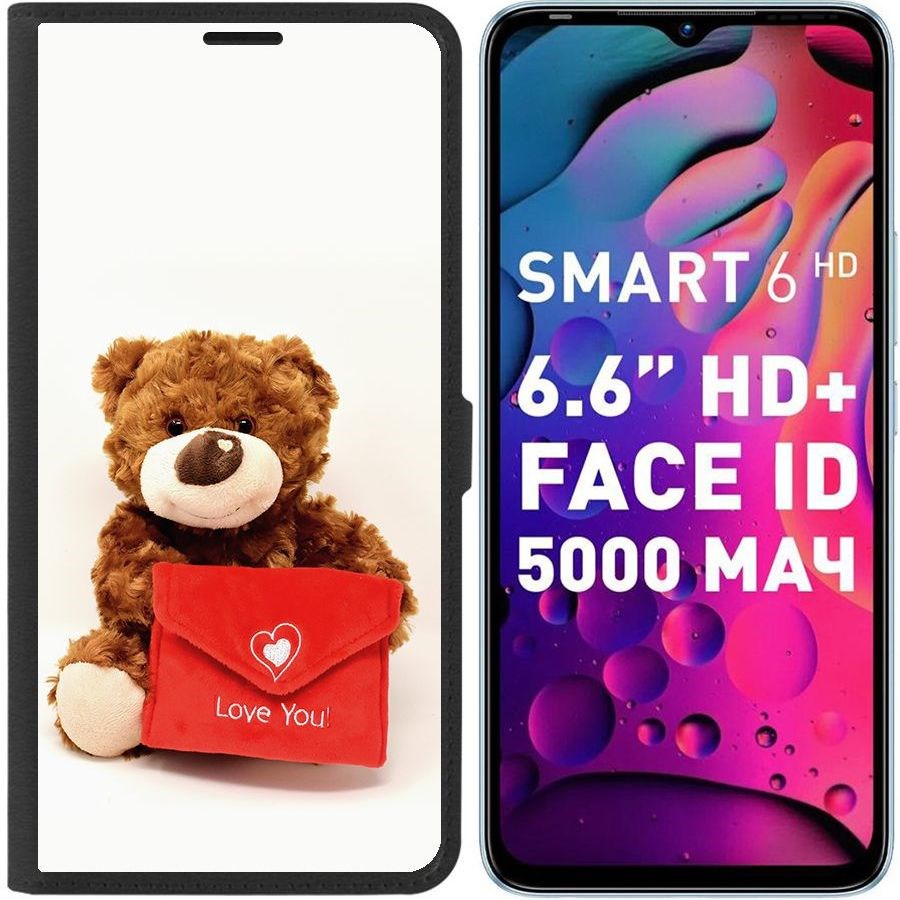 

Чехол-книжка Eco для Infinix Smart 6 Медвежонок тебя любит (черный)
