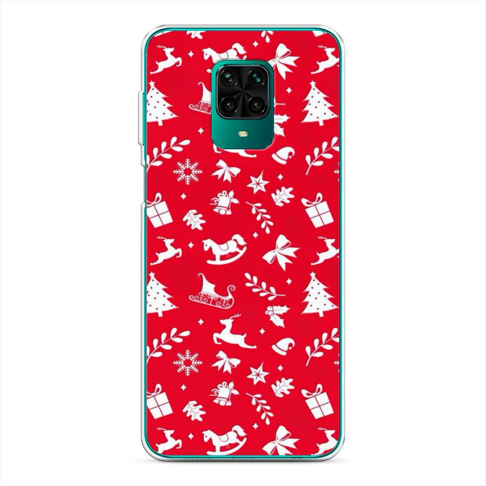 

Чехол для Xiaomi Redmi Note 9 Pro/9S "Красный новогодний фон", Красный;белый, 38050-5