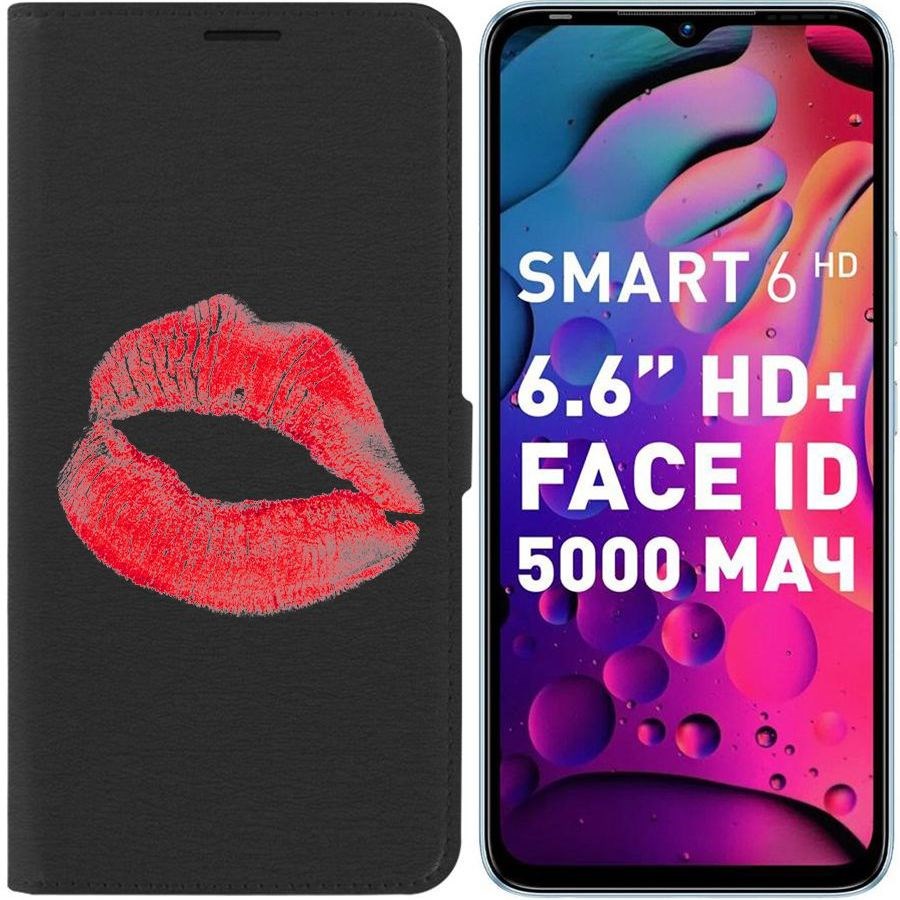 

Чехол-книжка Eco для Infinix Smart 6 След помады (черный)