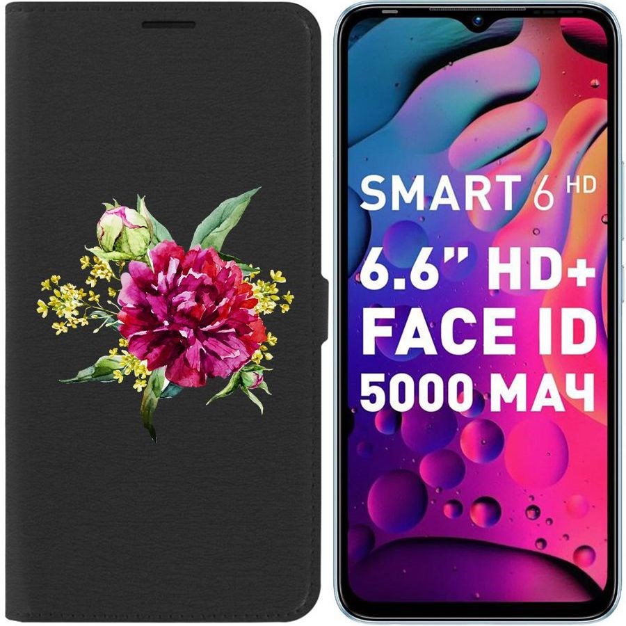 

Чехол-книжка Eco для Infinix Smart 6 Цветочная акварель (черный)