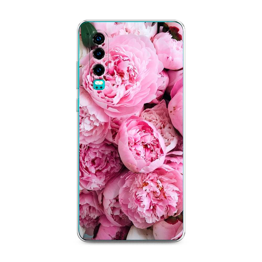 

Чехол на Huawei P30 "Розовые пионы", Бежевый;розовый, 68550-2