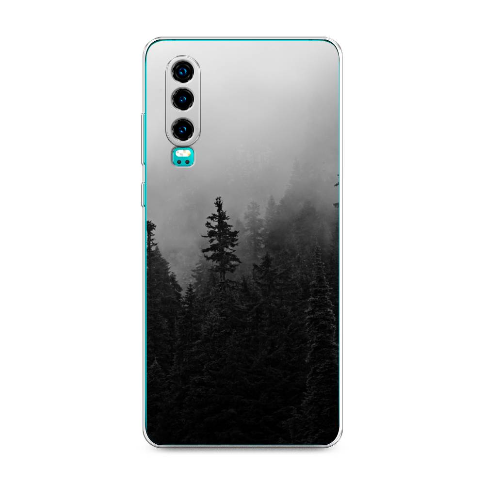 

Чехол на Huawei P30 "Туманный лес", Серый;черный, 68550-2
