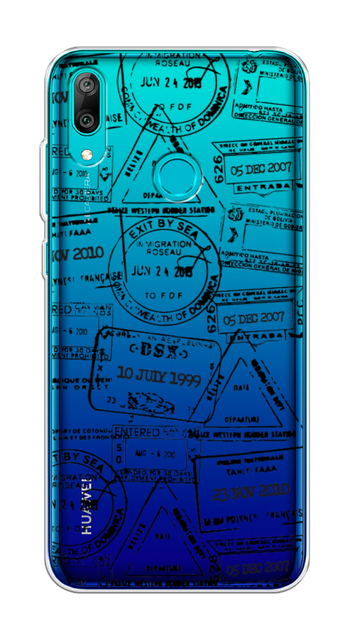 

Чехол на Huawei Y7 2019 "Visa stamps 2", Белый;черный;серый, 68450-2