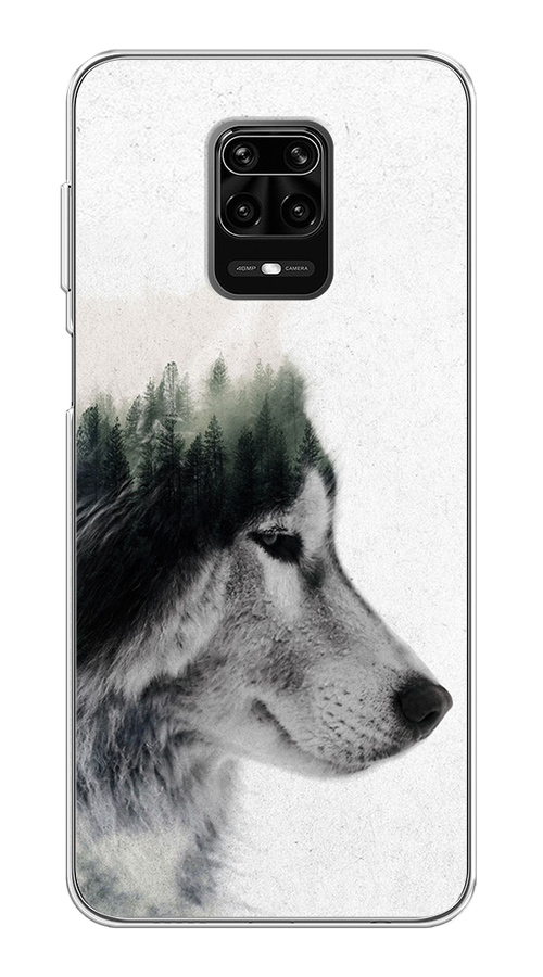 

Чехол на Xiaomi Redmi Note 9 Pro/9S "Волк лес", Серый;белый, 38050-1