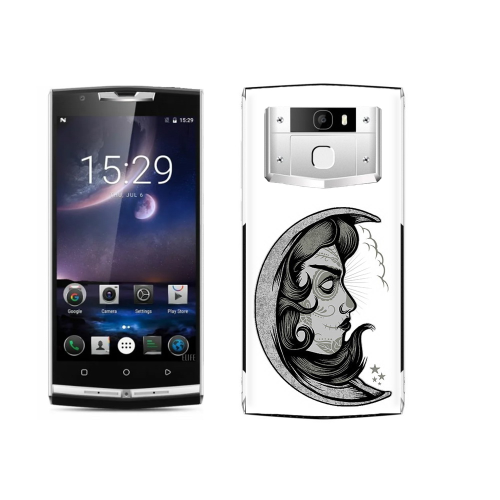 

Чехол MyPads Tocco для Oukitel K10000 Pro черно белая луна с лицом, Прозрачный, Tocco