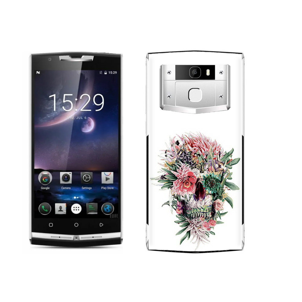 

Чехол MyPads Tocco для Oukitel K10000 Pro череп из цветов, Прозрачный, Tocco
