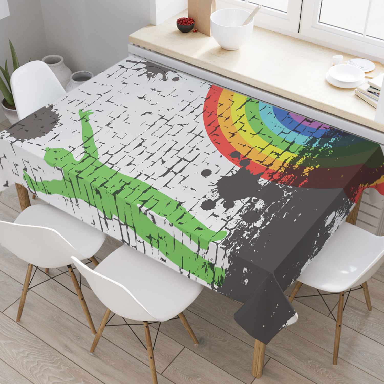 

Скатерть прямоугольная JoyArty "Граффити на кирпичной кладке" из оксфорда, 180x145 см, Серый, Граффити на кирпичной кладке