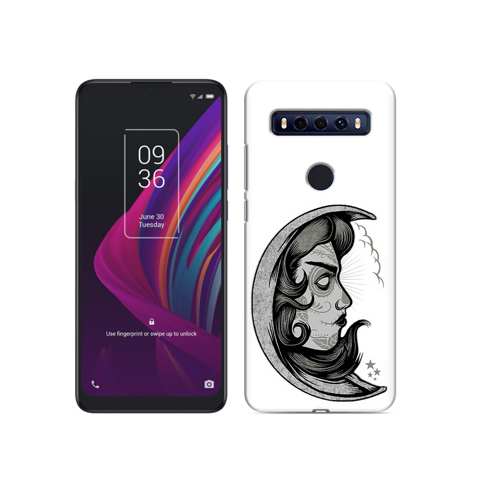 

Чехол MyPads Tocco для TCL 10 SE черно белая луна с лицом, Прозрачный, Tocco