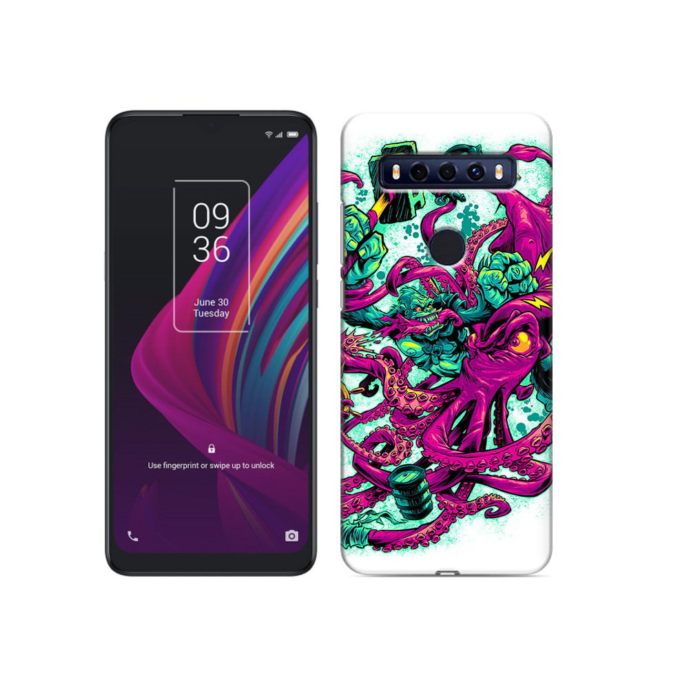 

Чехол MyPads Tocco для TCL 10 SE фиолетовый кракен, Прозрачный, Tocco