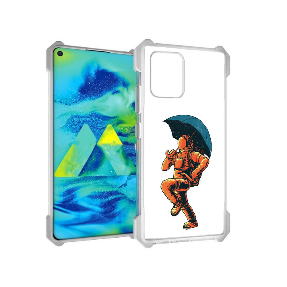 

Чехол MyPads Tocco для Samsung Galaxy S10 Lite шагающий космонавт с зонтом, Прозрачный, Tocco