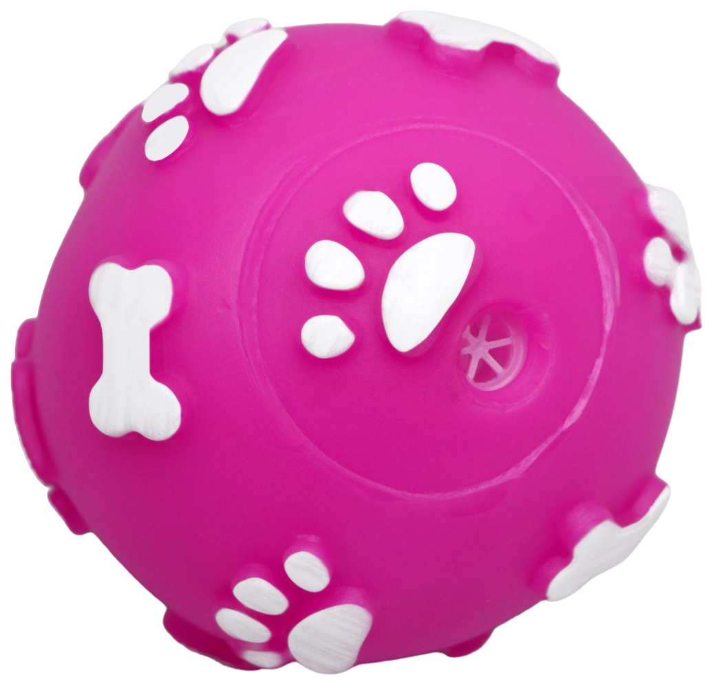 Мячик пищащий для собак Лапки, 5,5 см, фуксия
