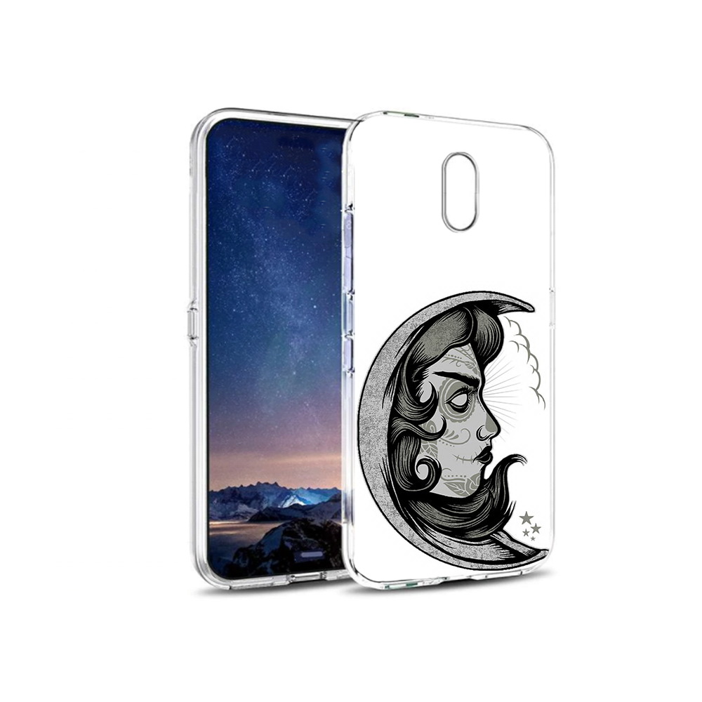 

Чехол MyPads Tocco для BQ 5016G черно белая луна с лицом, Прозрачный, Tocco