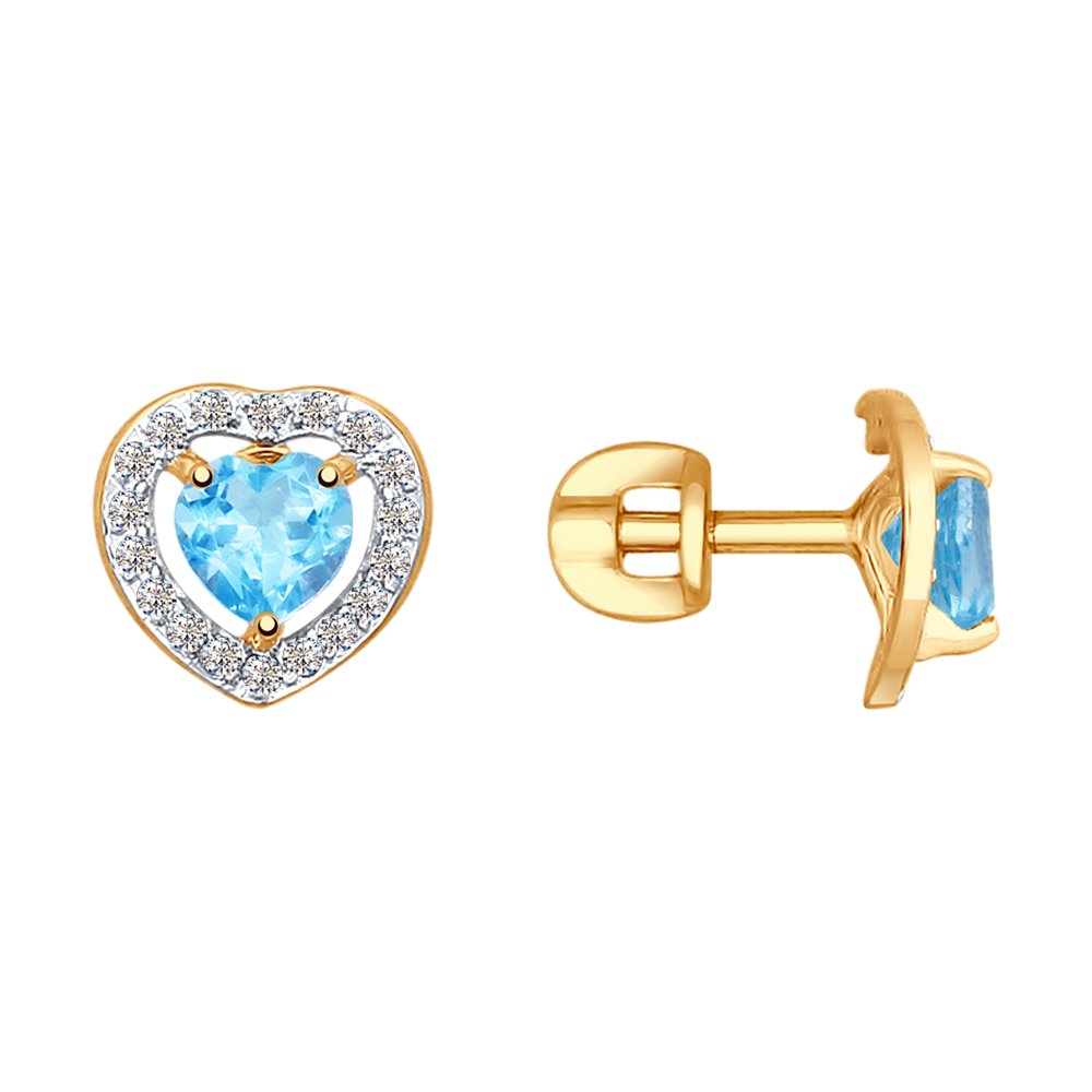 

Серьги женские из золота SOKOLOV 725289, топаз/фианит, 725289