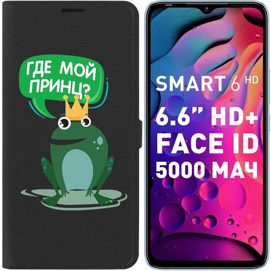 

Чехол-книжка Eco для Infinix Smart 6 Лягушка (черный)