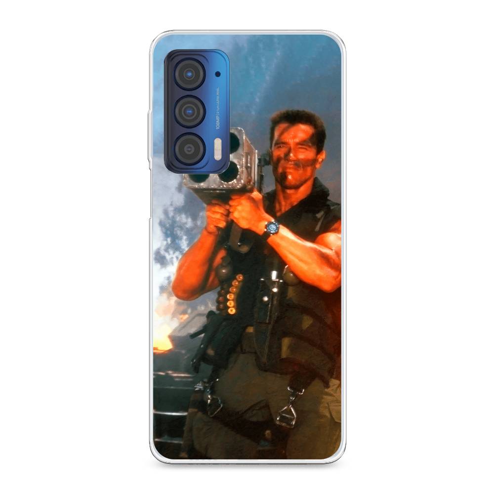 

Чехол для Motorola Edge (2021) "Арнольд Шварцнеггер с базукой", Голубой;коричневый, 242950-6