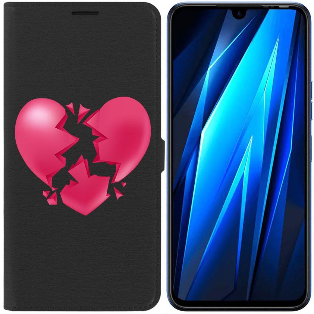 

Чехол-книжка Eco для Tecno Pova 4 Pro Разбитое сердце (черный)