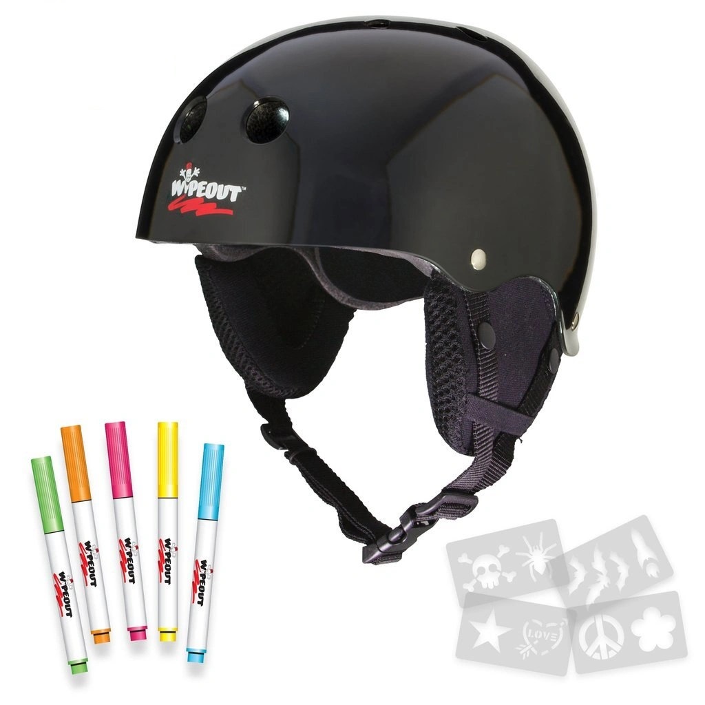 Зимний шлем защитный с фломастерами Wipeout, 8+, чёрный wipeout шлем с фломастерами