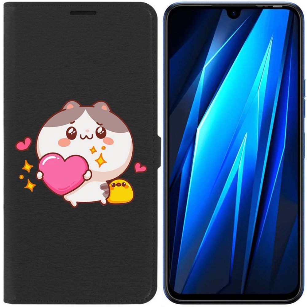 

Чехол-книжка Eco для Tecno Pova 4 Pro Сердце для тебя (черный)