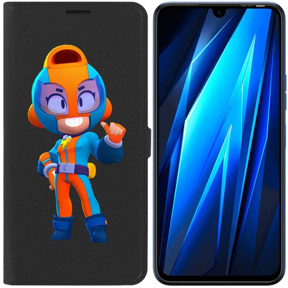 

Чехол-книжка Eco для Tecno Pova 4 Pro Brawl Stars-GT Макс (черный)