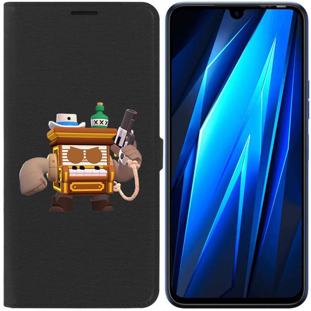 

Чехол-книжка Eco для Tecno Pova 4 Pro Brawl Stars-8-БИТ из салуна (черный)