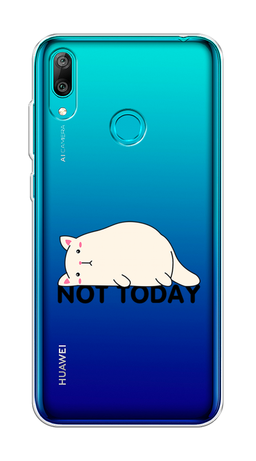 

Чехол на Huawei Y7 2019 "Cat not today", Белый;розовый;черный, 68450-1