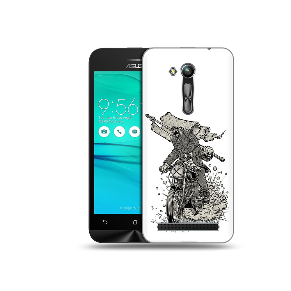 Чехол MyPads Tocco для Asus ZenFone Go (ZB452KG) медведь на мотоцикле