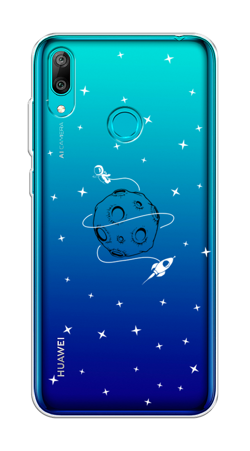

Чехол на Huawei Y7 2019 "Полет вокруг луны", Белый;серый;черный, 68450-2