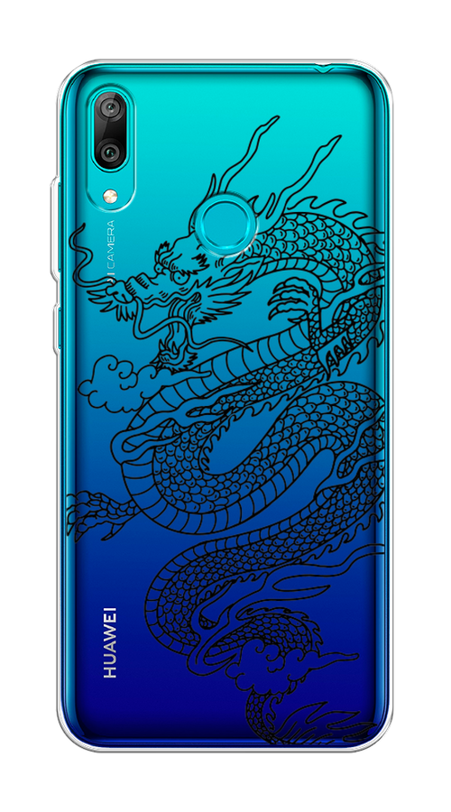 

Чехол на Huawei Y7 2019 "Большой китайский дракон", Черный;серый, 68450-1