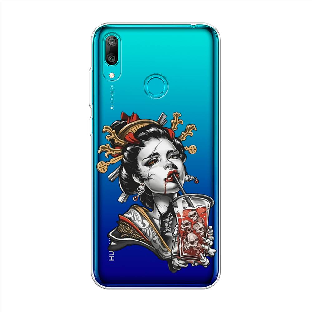

Чехол на Huawei Y7 2019 "Опасная гейша", Красный;черный;серый, 68450-4