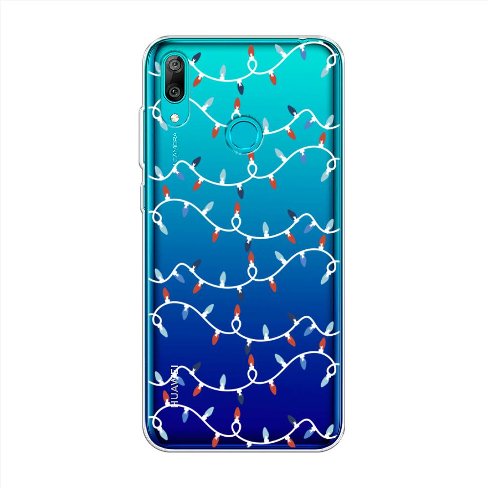

Чехол на Huawei Y7 2019 "Разноцветная гирлянда", Белый;красный;синий, 68450-5
