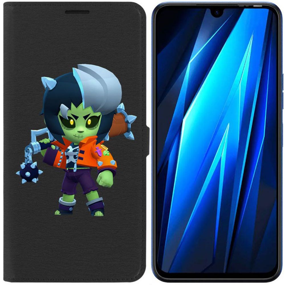 

Чехол-книжка Eco для Tecno Pova 4 Pro Brawl Stars-ЗомБиби (черный)