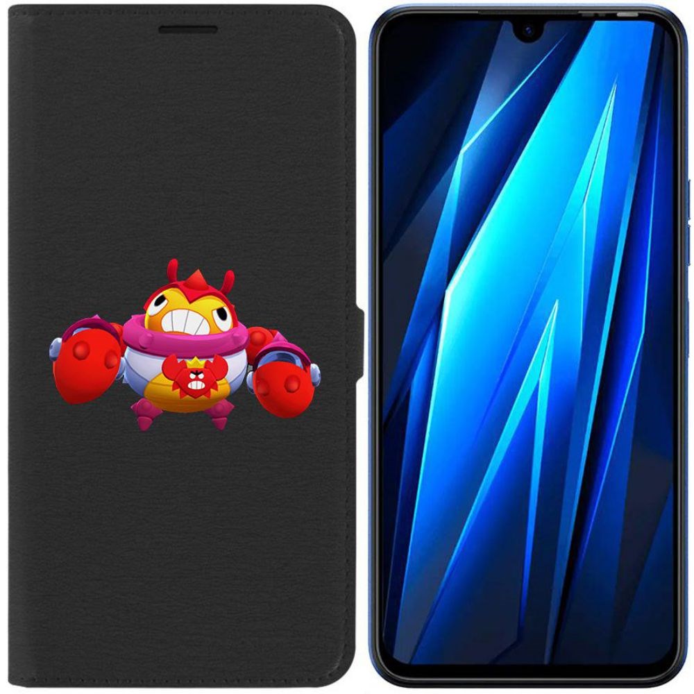 

Чехол-книжка Eco для Tecno Pova 4 Pro Brawl Stars-Краб Тик (черный)